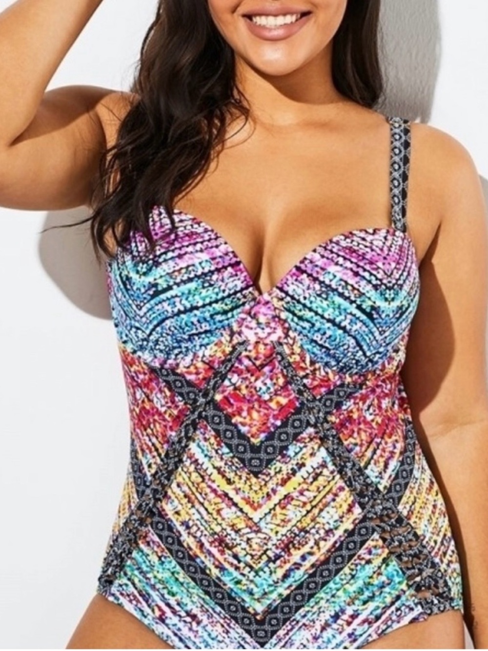 Meet Curve 2XL One Piece Swimsuit | NWT | Tummy Control Push Up | Multicolor